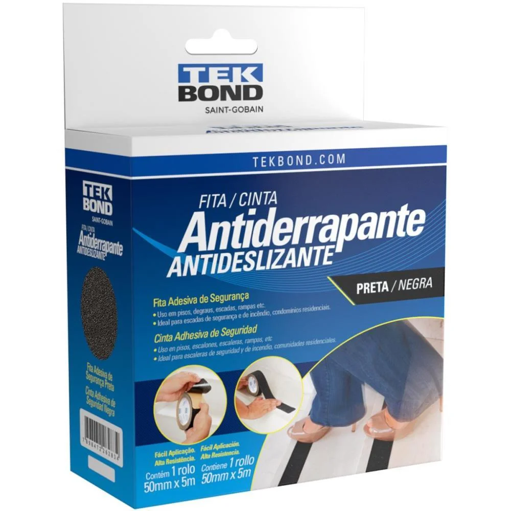 Fita Para Demarcacao De Solo Antiderrapante 50Mmx5Mts Preta Tekbond - imagem 3