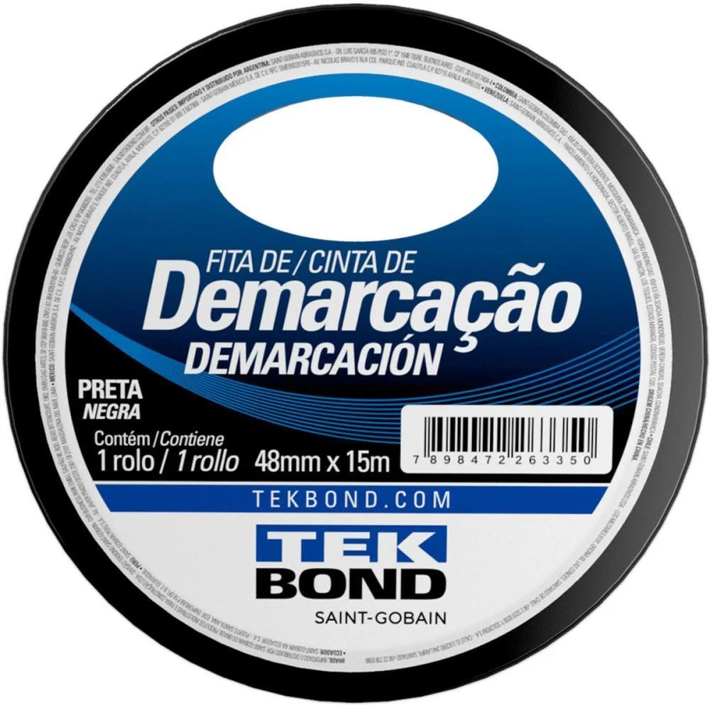 Fita Para Demarcacao De Solo Pvc Preta 48Mmx15M Tekbond - imagem 2