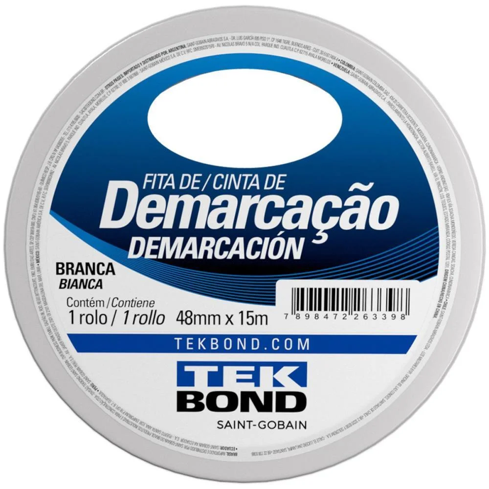 Fita Para Demarcacao De Solo Pvc Branco 48Mmx15M Tekbond - imagem 3
