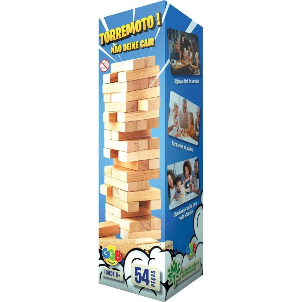 Jogo Diverso Terremoto Em Madeira 54Pcs Ggb Plast - imagem 4