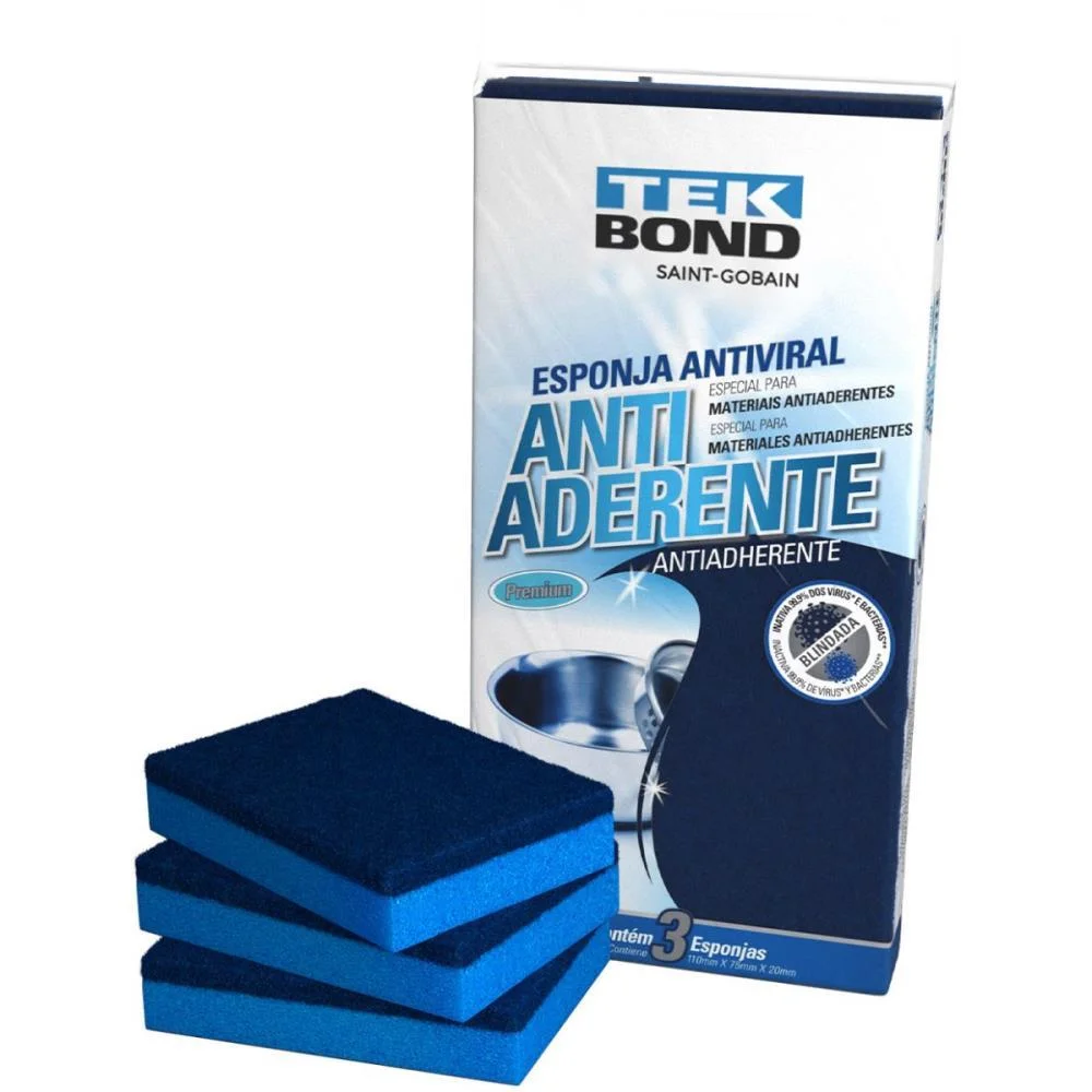 Esponja Para Limpeza Antiaderente Azul Pack C/03 Tekbond (Bl.c/03) - imagem 3