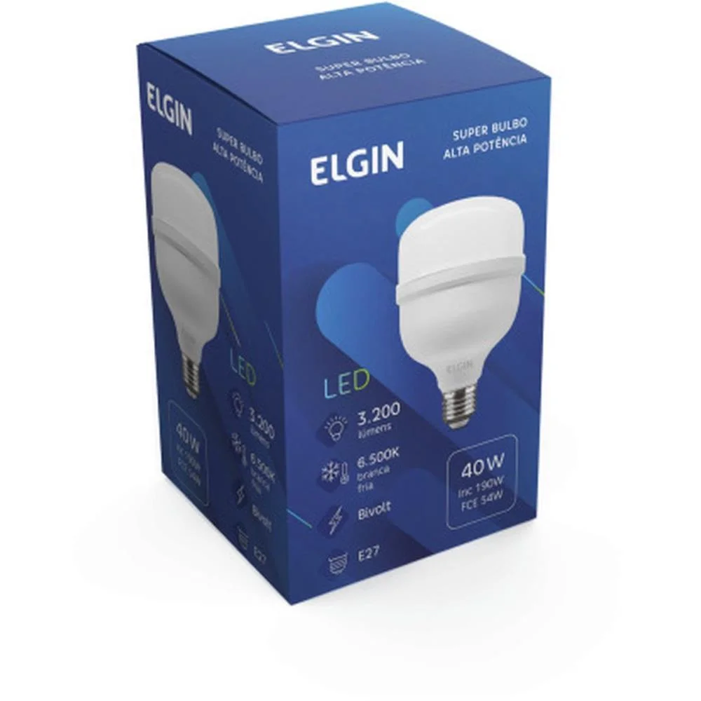Lampada Led Bulbo T 40W Bivolt 6500K Elgin - imagem 5