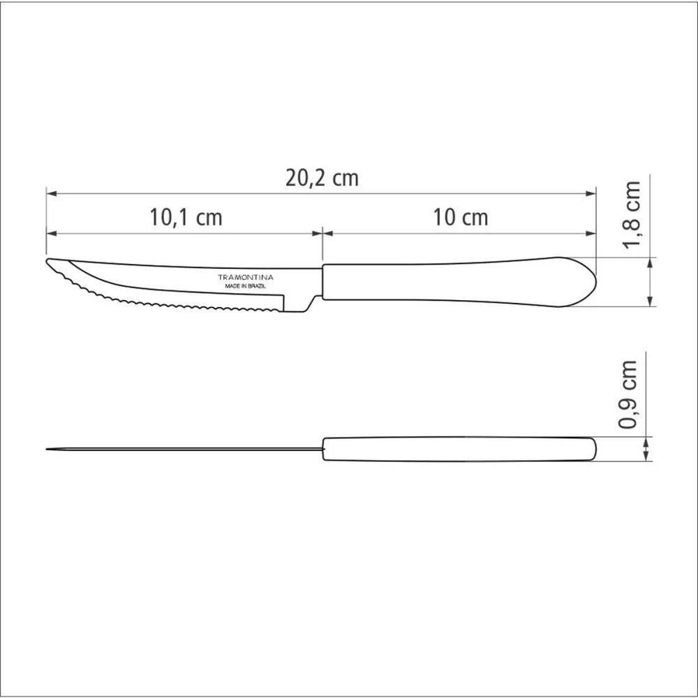 Talher Faca Mesa Leme 3Pc Inox C.pto Tramontina (Blister) - imagem 4