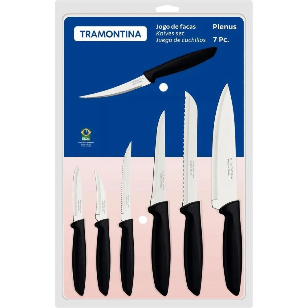 Faca Jogo Plenus 7Pcs Inox Cabo Pto Tramontina - imagem 2