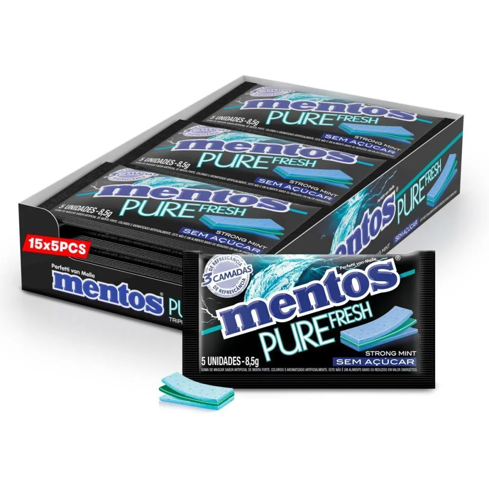 Goma De Mascar Mentos Pure Strong Mint 8,5G Perfetti Van Melle C/ 15 Unidades - imagem 3