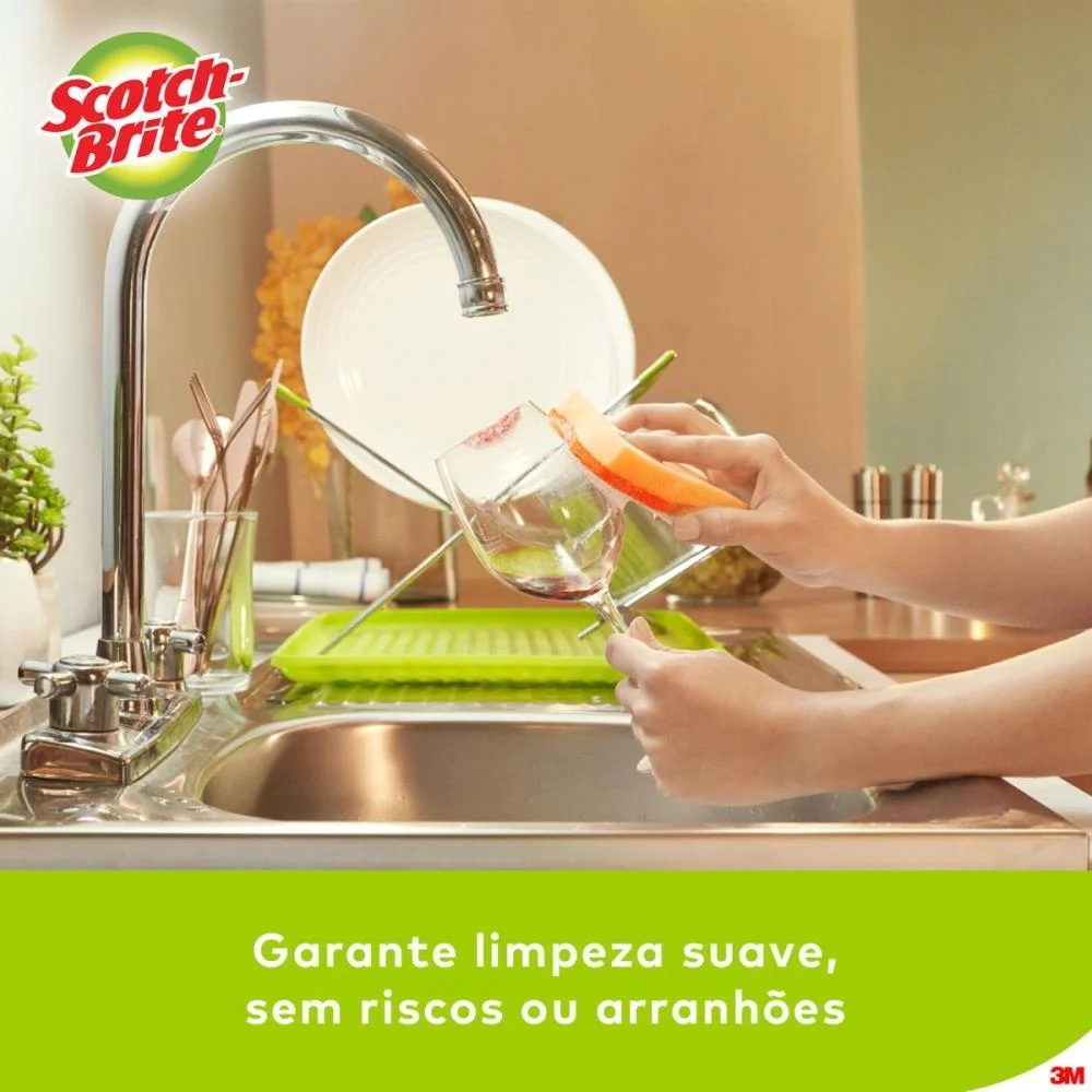 Esponja Para Limpeza Scotch Brite Nao Risca-Laranja 3M (Bl.c/03) - imagem 9