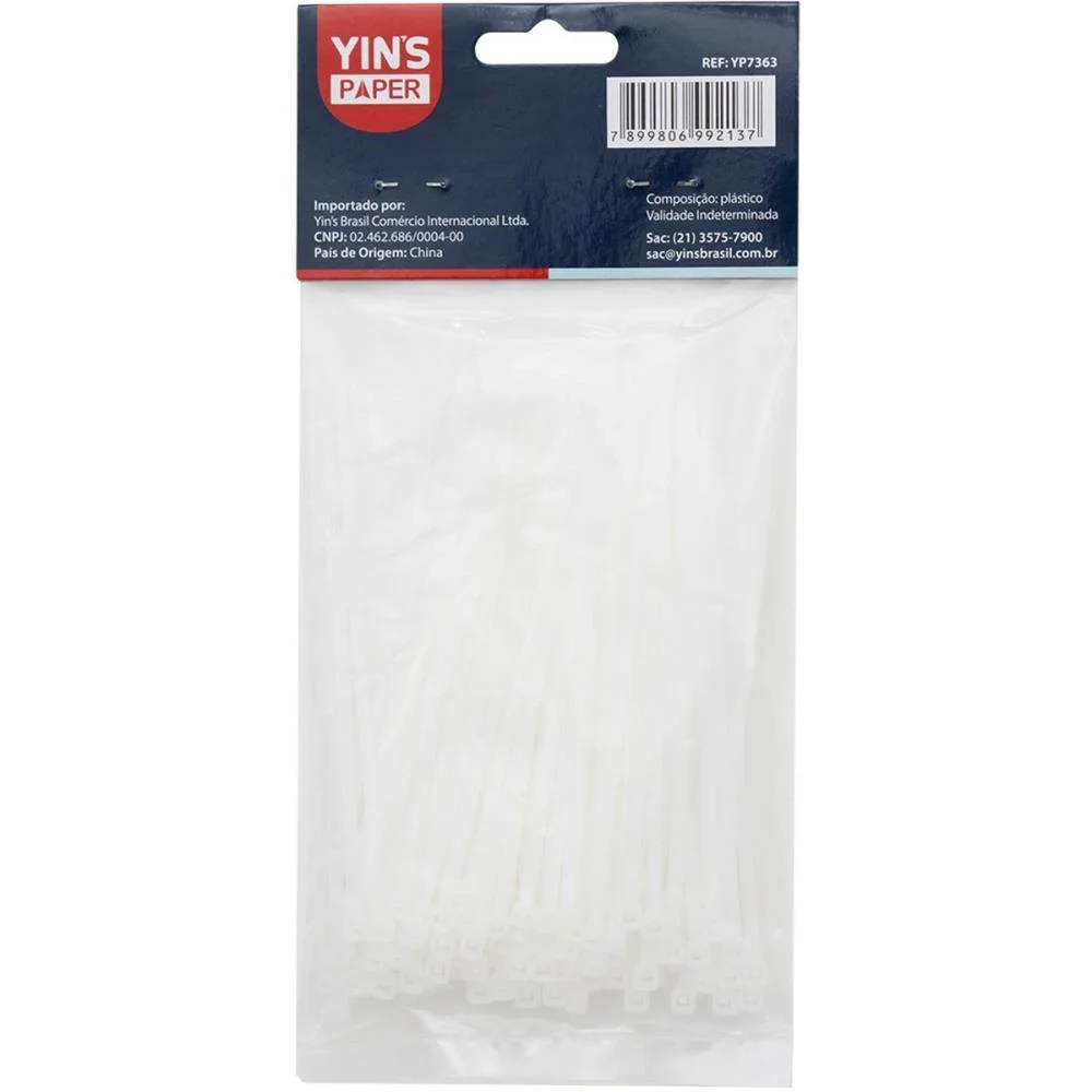 Abracadeira Nylon Branca 2,5X100Mm. Yins C/ 100 Unidades - imagem 4