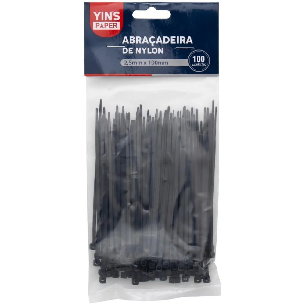 Abracadeira Nylon Preta 2,5X100Mm. Yins C/ 100 Unidades - imagem 2