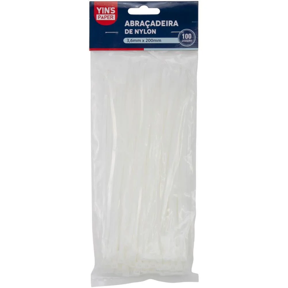 Abracadeira Nylon Branca 3,6X200Mm. Yins C/ 100 Unidades - imagem 3