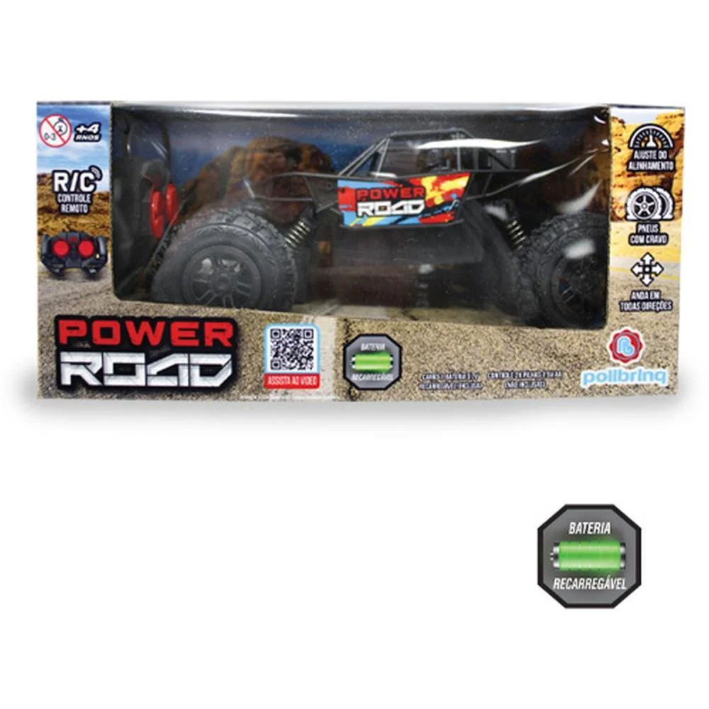 Carrinho Controle Remoto Power Road C/Bateria Recar. Pt Polibrinq - imagem 6