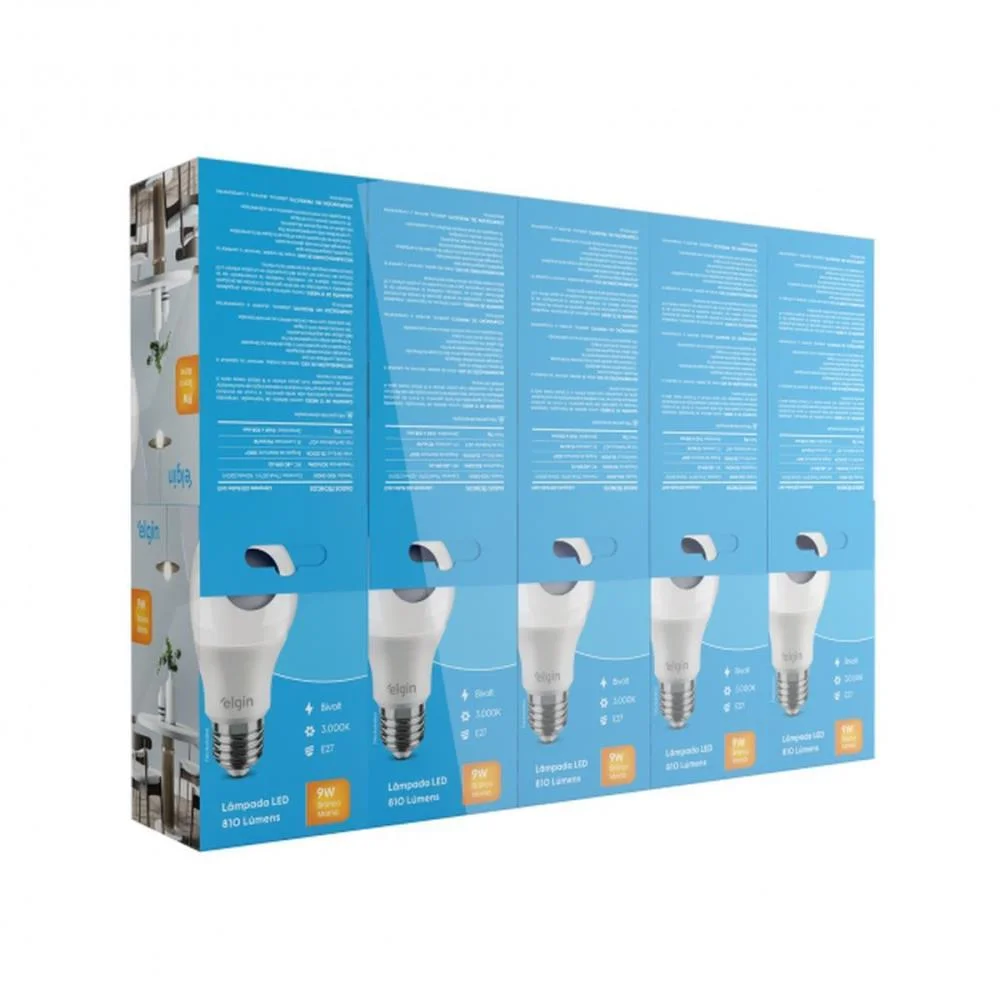 Lampada Led Bulbo A60 9W Bivolt 3000K Elgin (Cx.c/10) - imagem 4