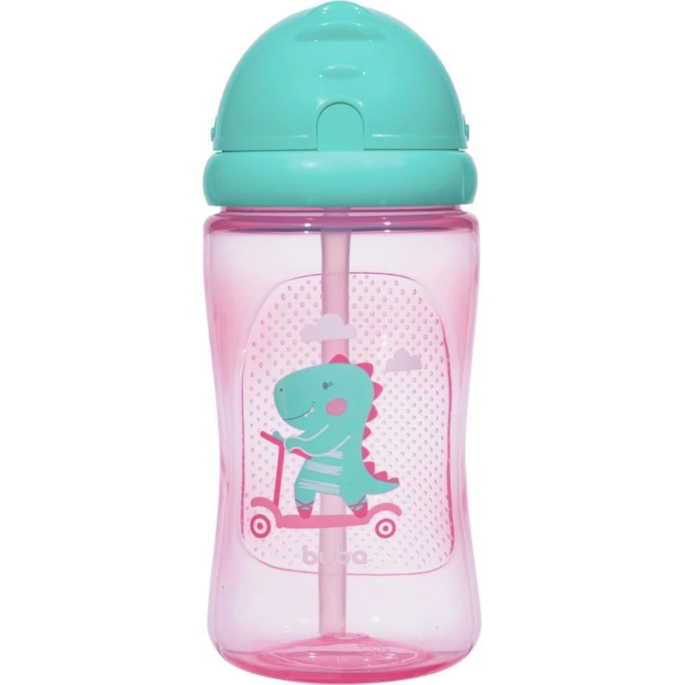 Garrafa Plastica Dino Patinete Rosa 400Ml. Retr Buba - imagem 2