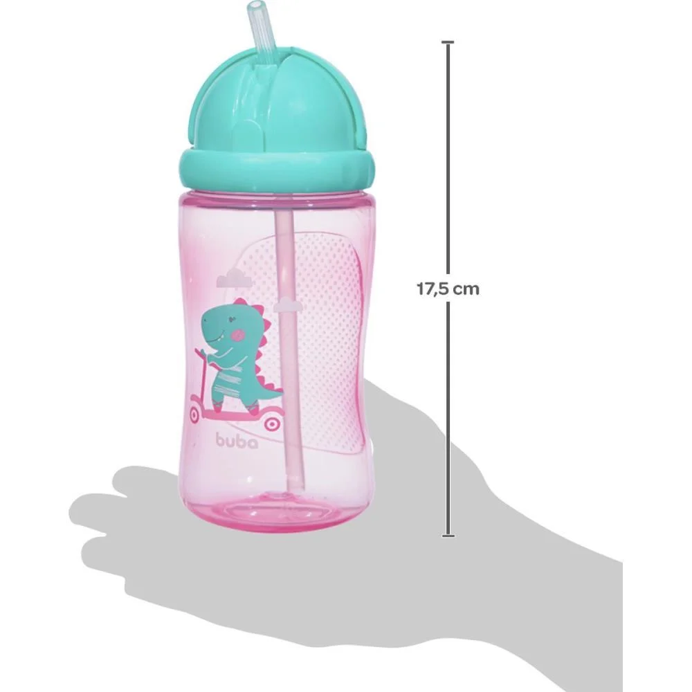 Garrafa Plastica Dino Patinete Rosa 400Ml. Retr Buba - imagem 6