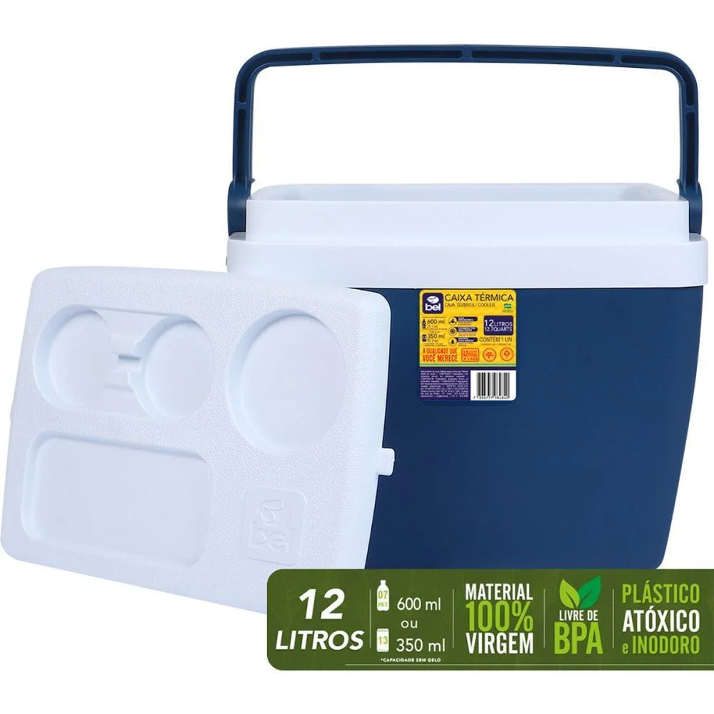 Caixa Termica 12L C/Alca E Suporte Azul Bel - imagem 3