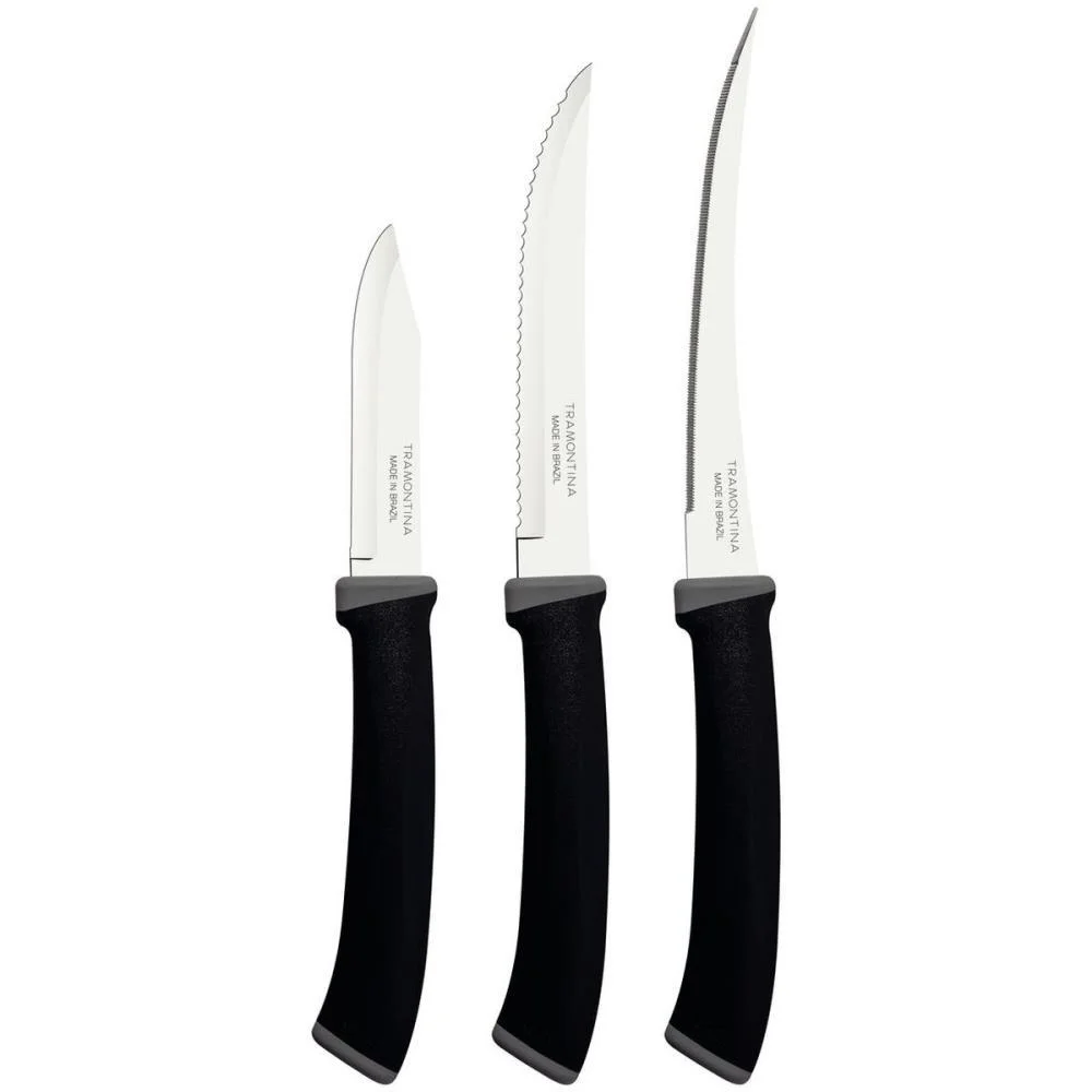 Faca Jogo Felice 3Pcs Inox Cabo Pt Tramontina - imagem 4