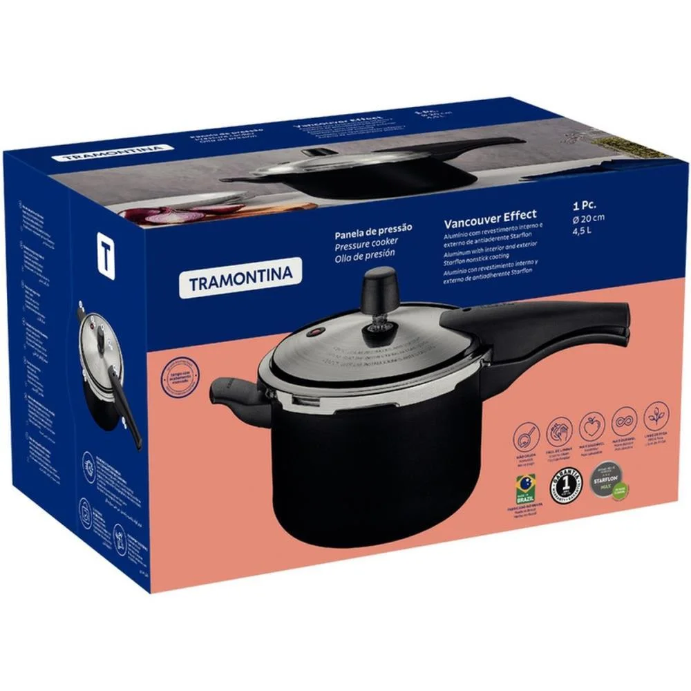 Panela Pressão Antiaderente 4,5L Pret Tramontina - imagem 5