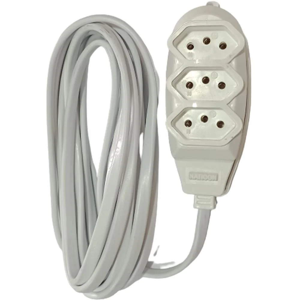 Extensao Eletrica Tripolar 2M 3 Tomadas Branca Bright - imagem 4