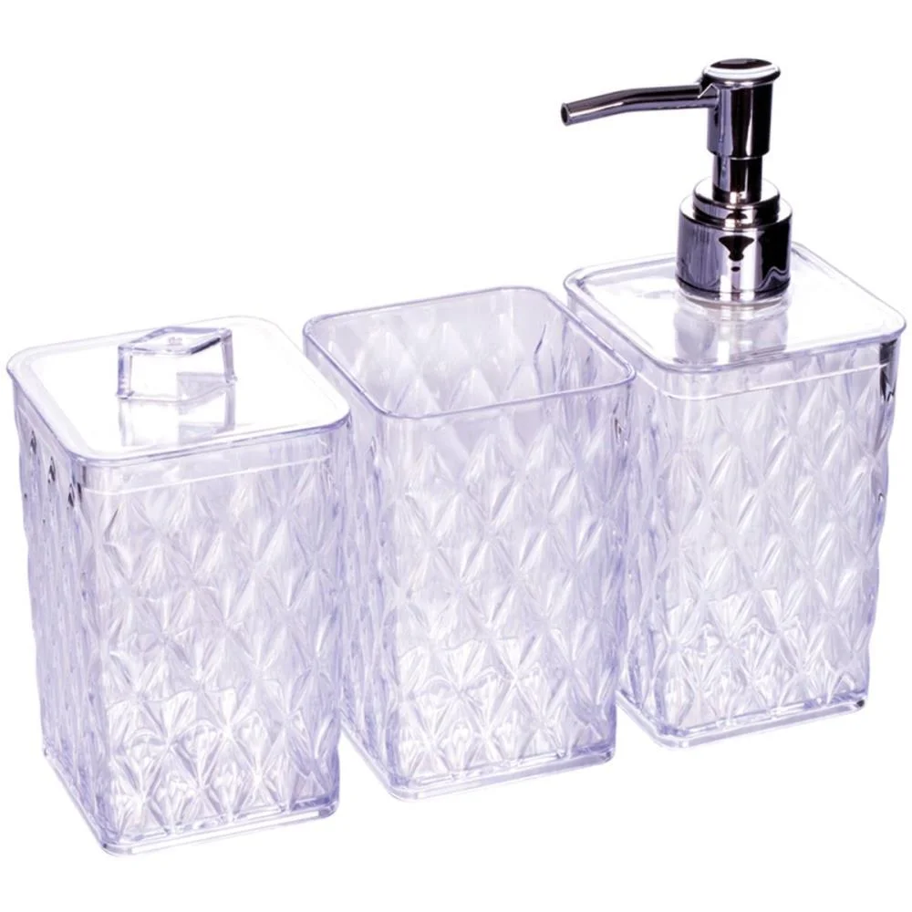 Utensilios Para Banheiro Kit Banho Glamour 3Pcs Cristal Plasutil (Kit) - imagem 3