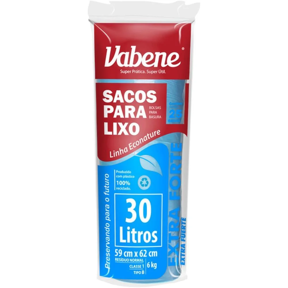 Saco Para Lixo 30L Azul 59X62Cm 35 Micras Vabene (Rl.c/25) - imagem 2