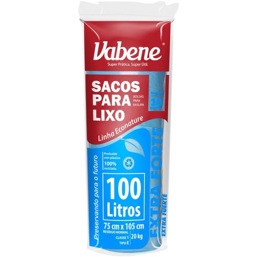 Saco Para Lixo 100L Azul 75X105Cm 40 Micras Vabene (Rl.c/10) - imagem 2