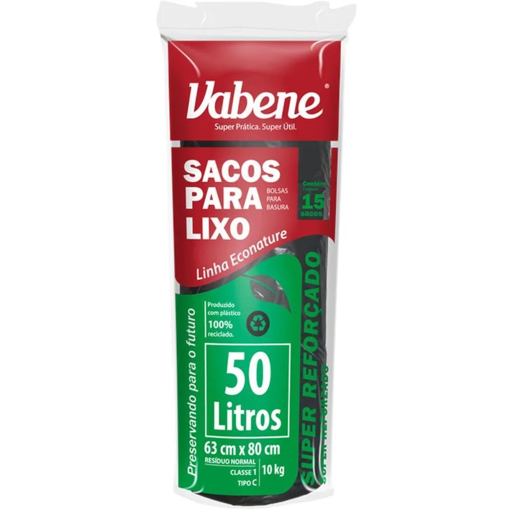 Saco Para Lixo 50L Preto 63X80Cm 40 Micras Vabene (Rl.c/15) - imagem 2