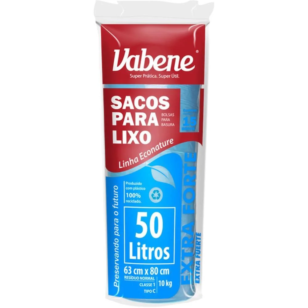 Saco Para Lixo 50L Azul 63X80Cm 40 Micras Vabene (Rl.c/15) - imagem 3
