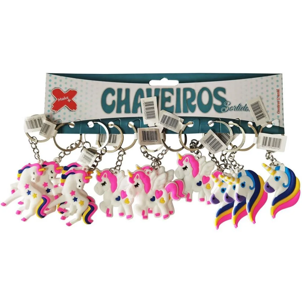 Chaveiro Unicornio Arco Iris 4,5Cm Make+ (Bl.c/12) - imagem 2