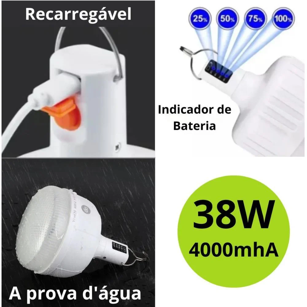 Lampada Led Recarregavel 38W-4000Mah Flex - imagem 4