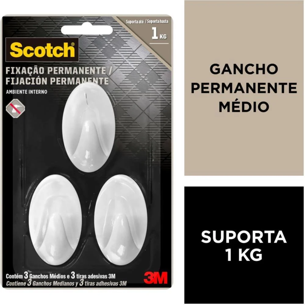 Gancho Plastico Scotch Plast. Extrema Med. C/3 3M (Blister) - imagem 7