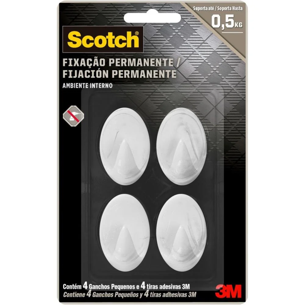 Gancho Plastico Scotch Plast. Extrema Peq. C/4 3M (Blister) - imagem 3