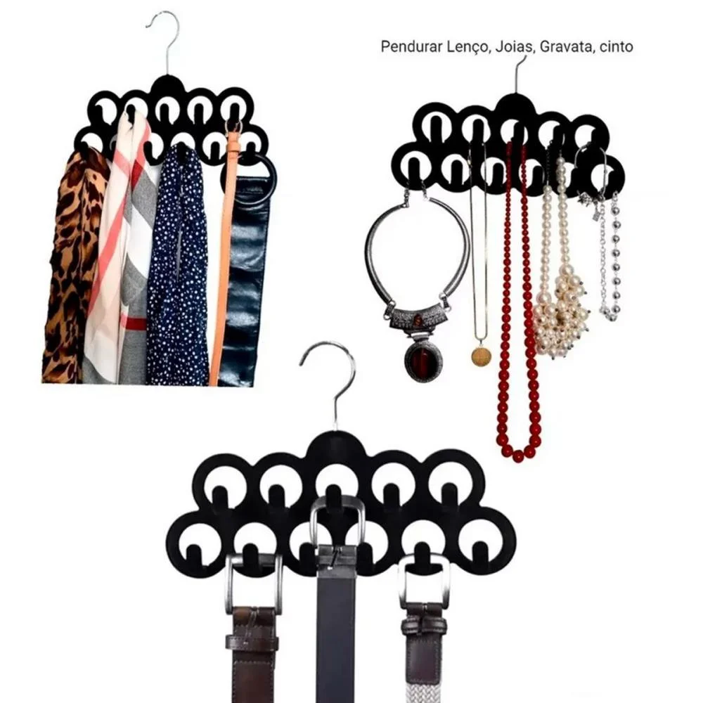 Cabide Veludo Preto P/ Lenços/Cintos Ordene - imagem 7