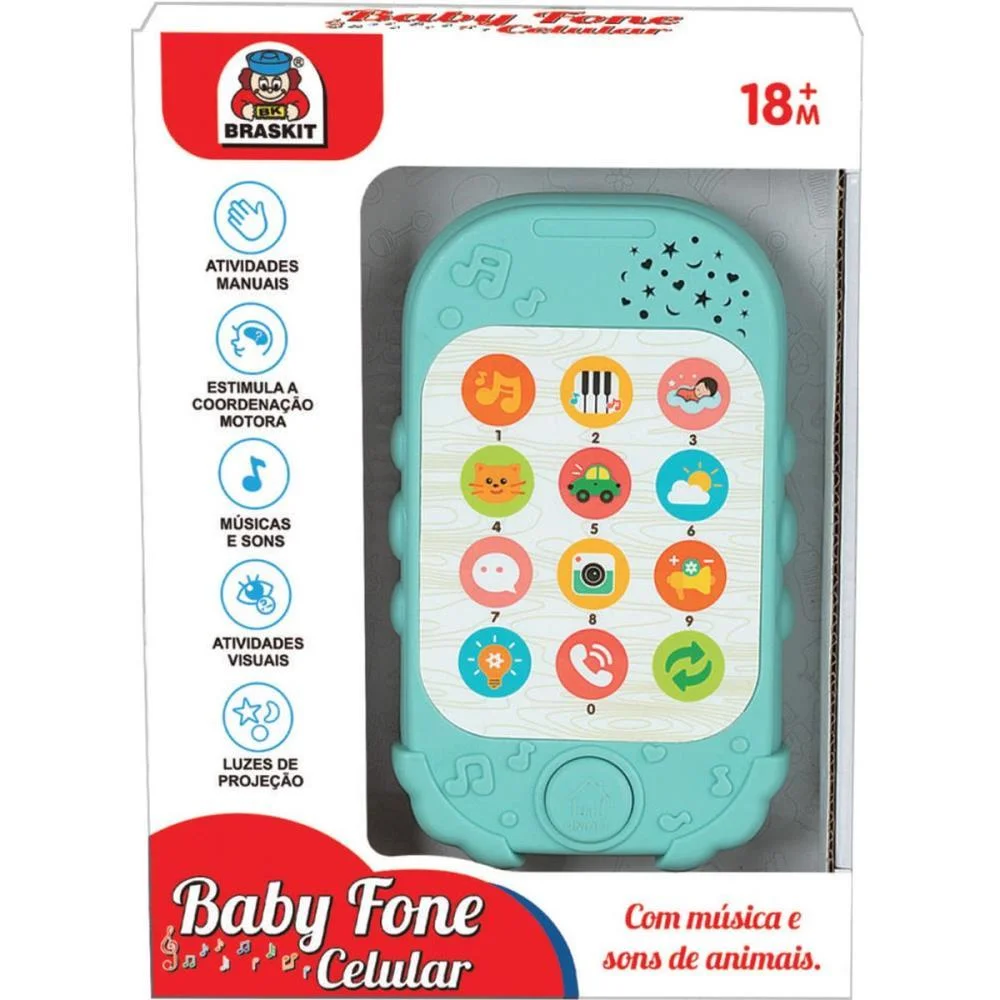 Brinquedo Para Bebe Baby Fone Celular C/Som E Luz Braskit - imagem 4