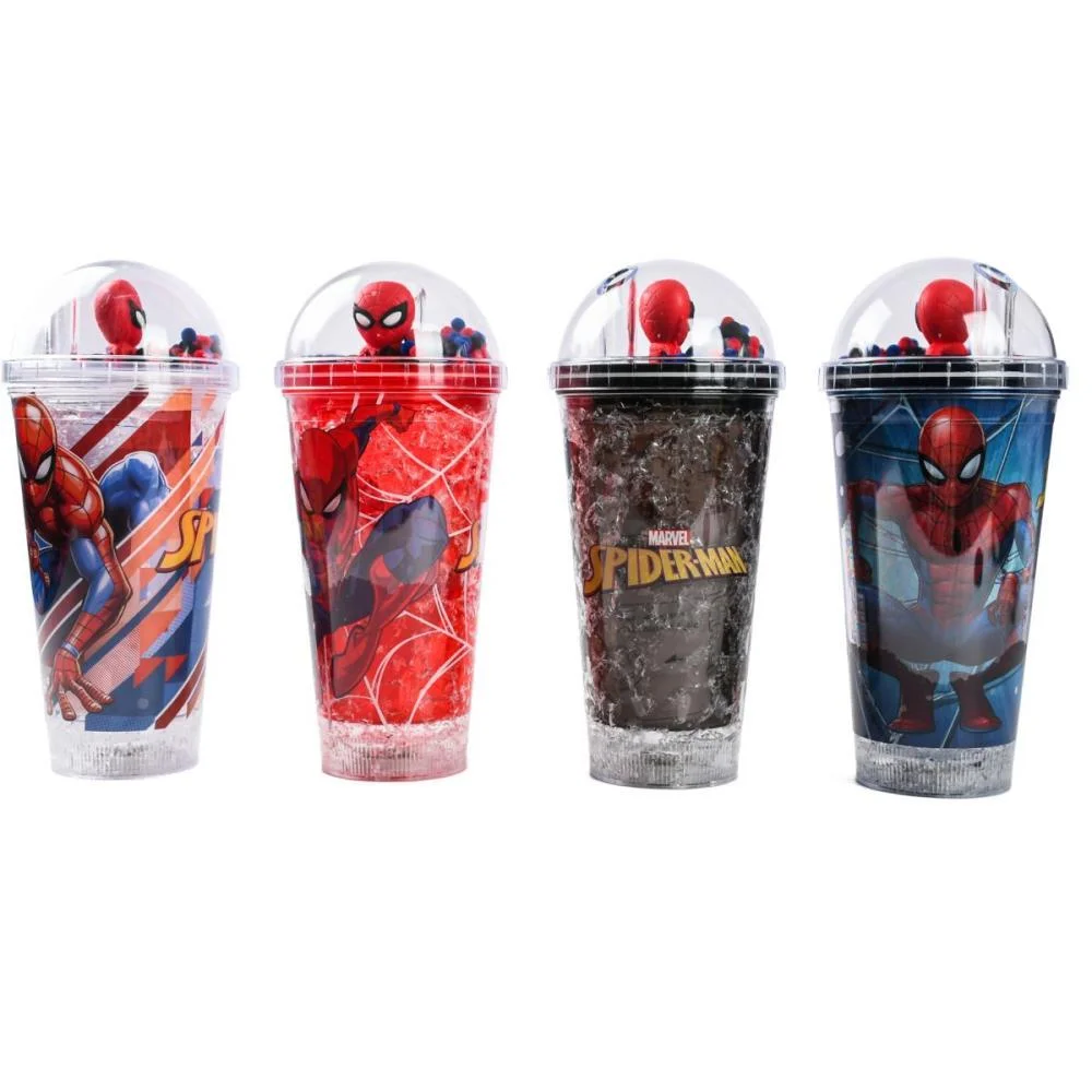 Copo Decorado Spider Man C/Led/Canudo 450Ml Bbr - imagem 3