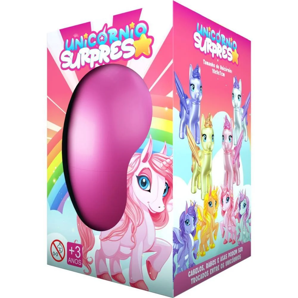 Brinquedo Para Montar Ovo Surpresa Unicornio Brilha Ggb Plast (Dp.c/08) - imagem 3