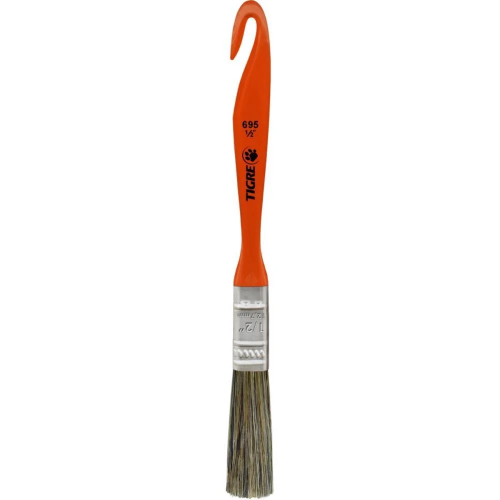 Trincha De Pintura 695 Media Cerda Gris 1/2Pol. Pinceis Tigre (Pct.c/12) - imagem 3