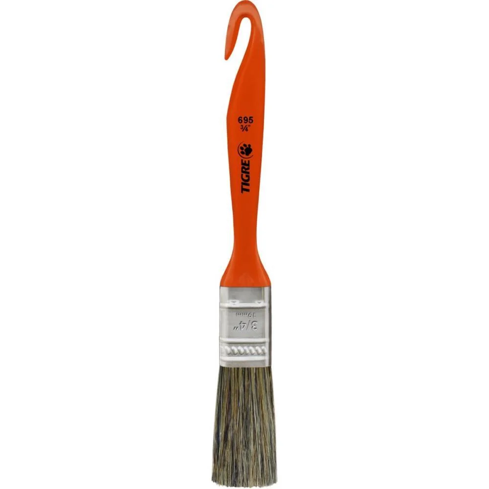 Trincha De Pintura 695 Media Cerda Gris 3/4 Pol. Pinceis Tigre (Pct.c/12) - imagem 3