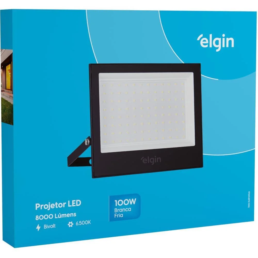 Refletor De Led Projetor Led 100W 6500K Preto Elgin - imagem 4