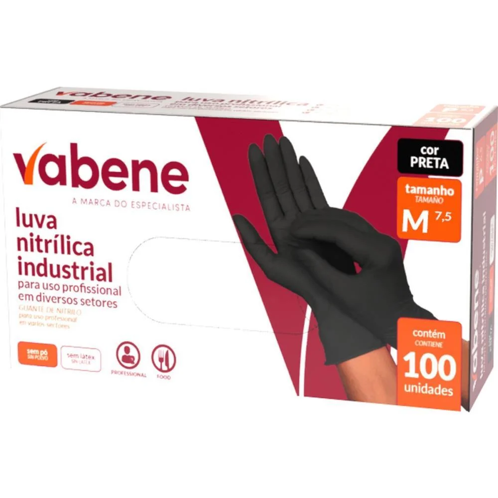 Luva Nitrilica M Preta Vabene (Cx.c/100) - imagem 3