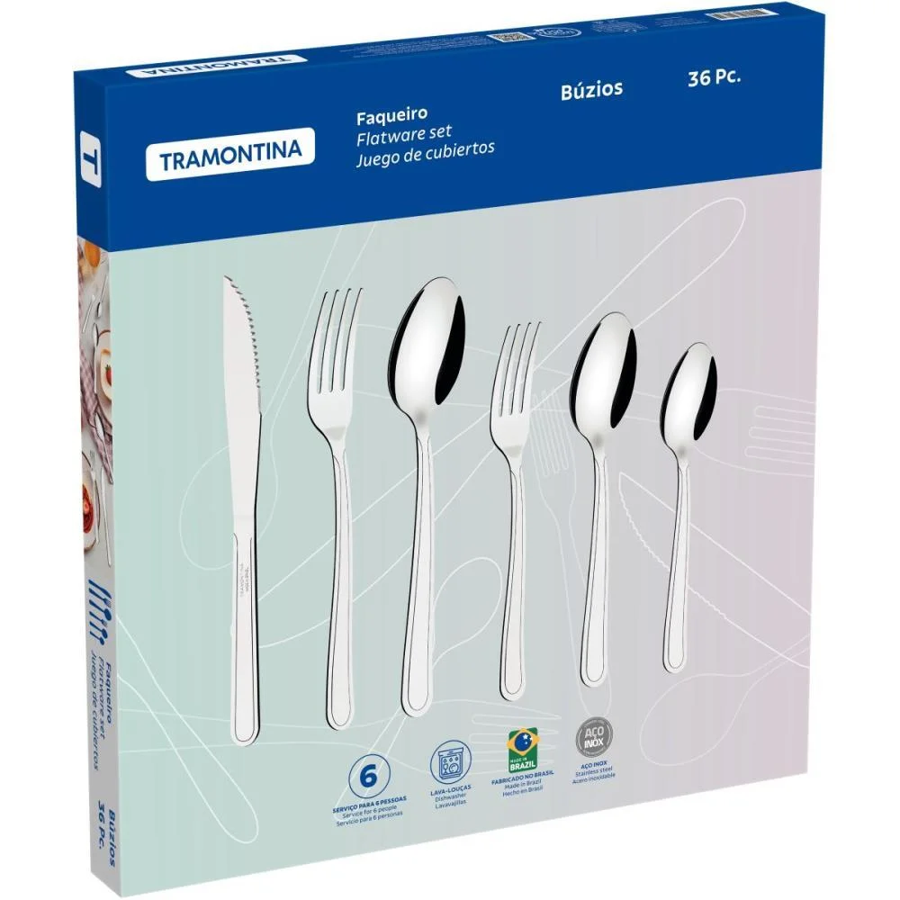 Talher Faqueiro Buzios 36Pc Inox Tramontina - imagem 6
