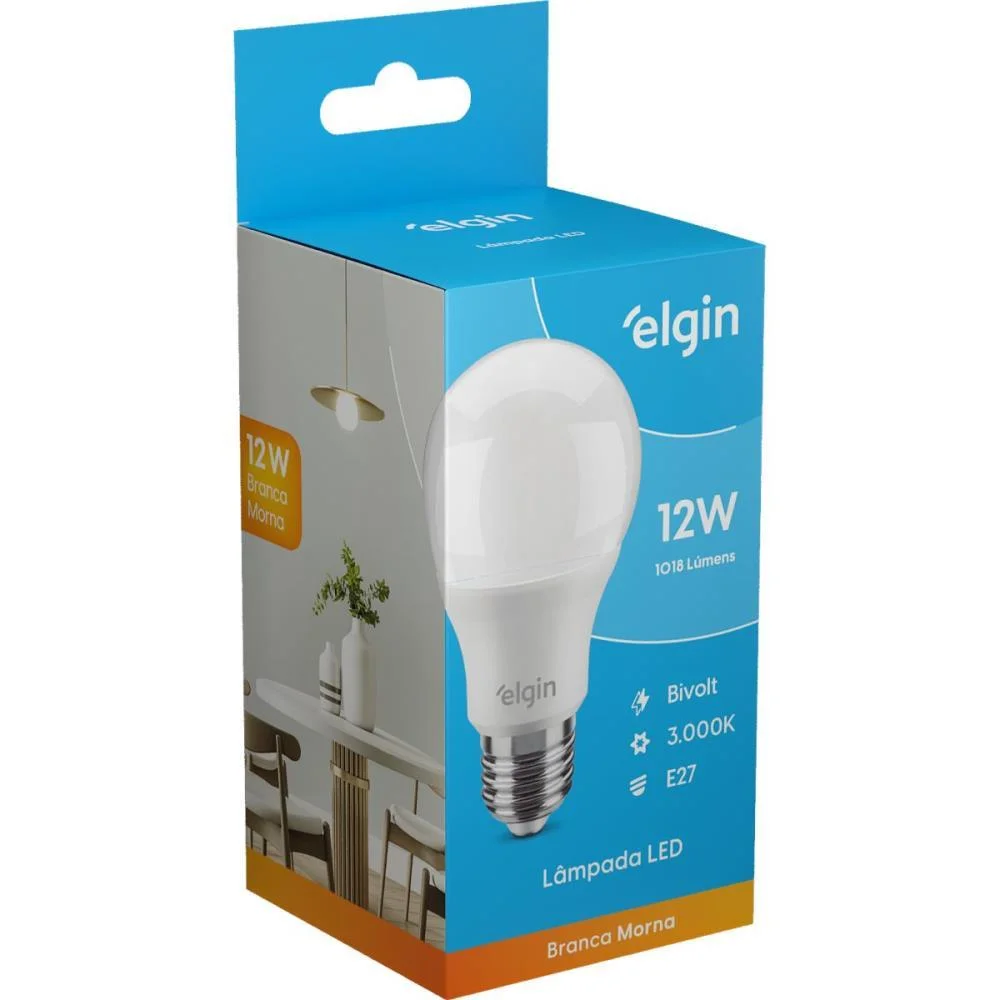 Lampada Led Bulbo 12W Bivolt 3000K Elgin - imagem 4