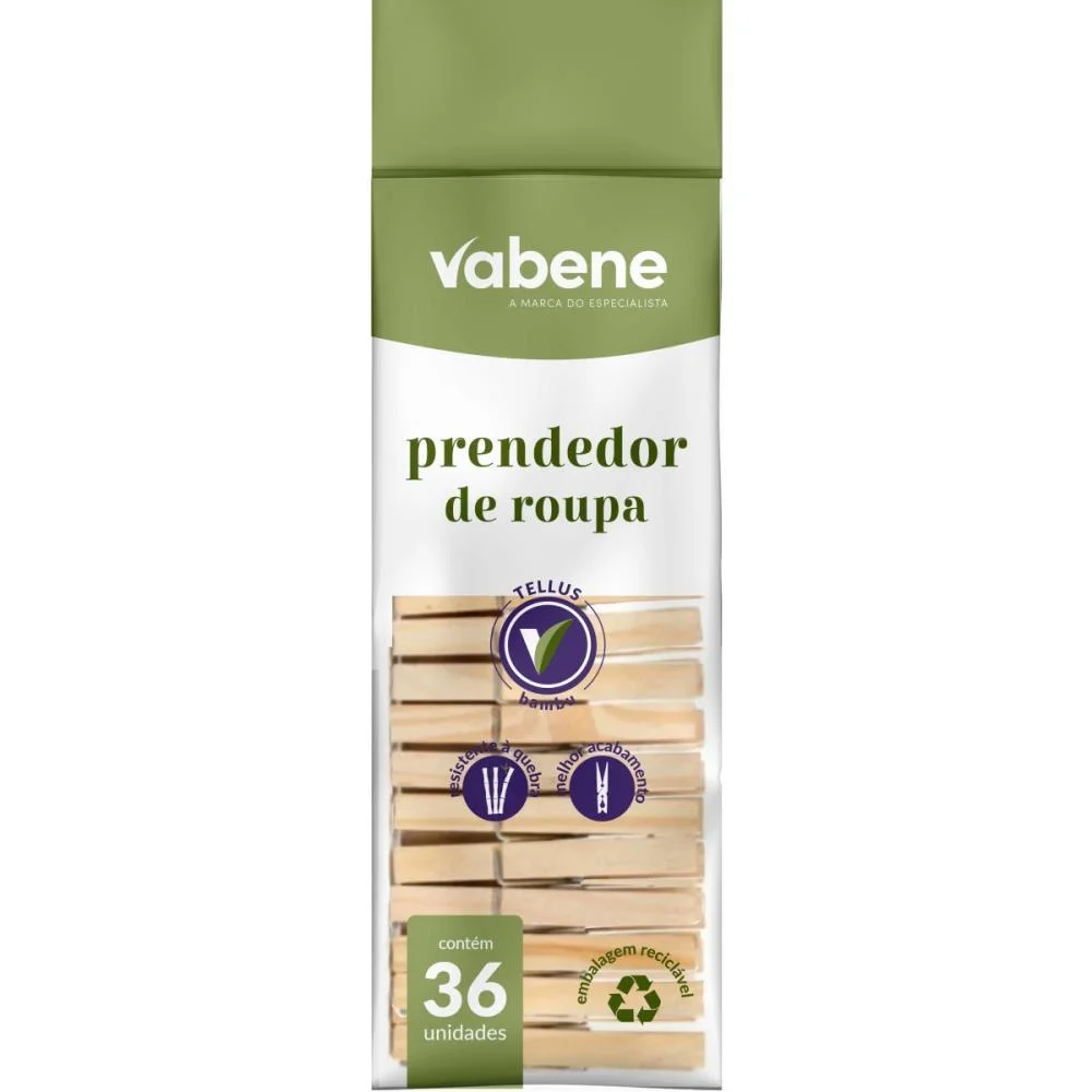 Prendedor De Roupa Bambu 7Cm Vabene (Pct.c/36) - imagem 2