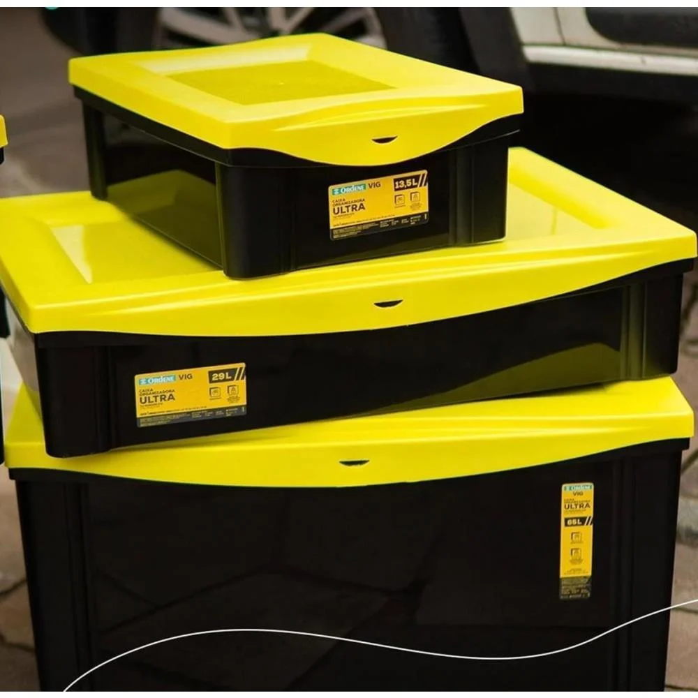 Caixa Plastica Multiuso Preto 13,5L 42,5X30X14,5 Medio Ordene - imagem 3