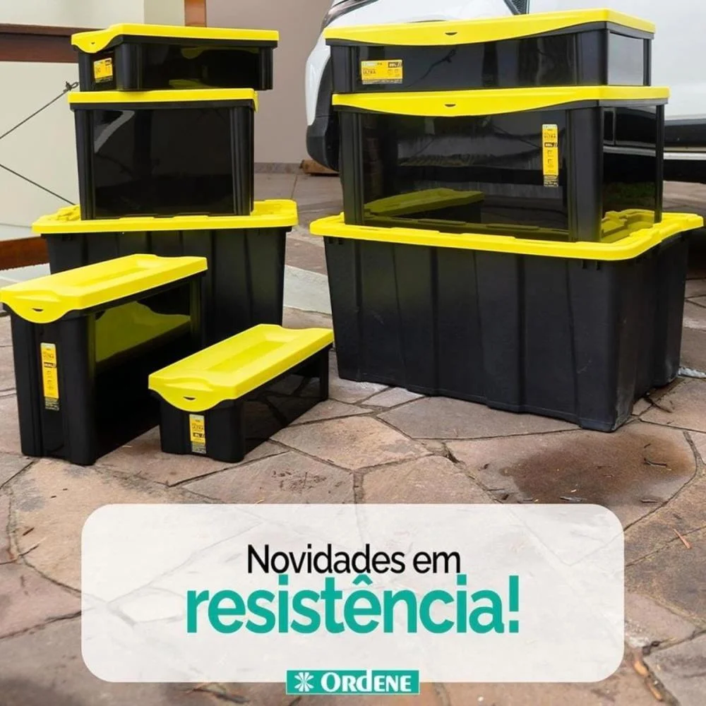 Caixa Plastica Multiuso Preto 16,5L 18,5X42X30,5 Alta Ordene - imagem 3