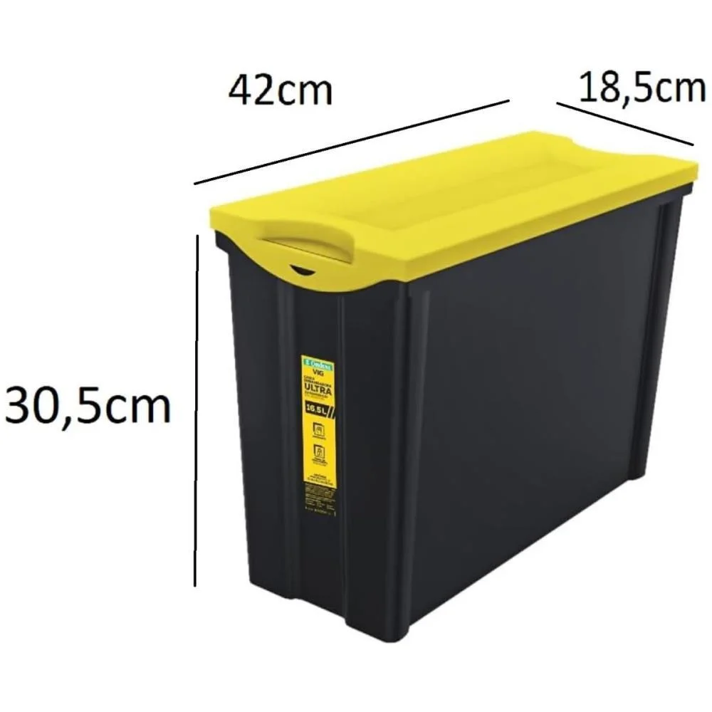 Caixa Plastica Multiuso Preto 16,5L 18,5X42X30,5 Alta Ordene - imagem 4