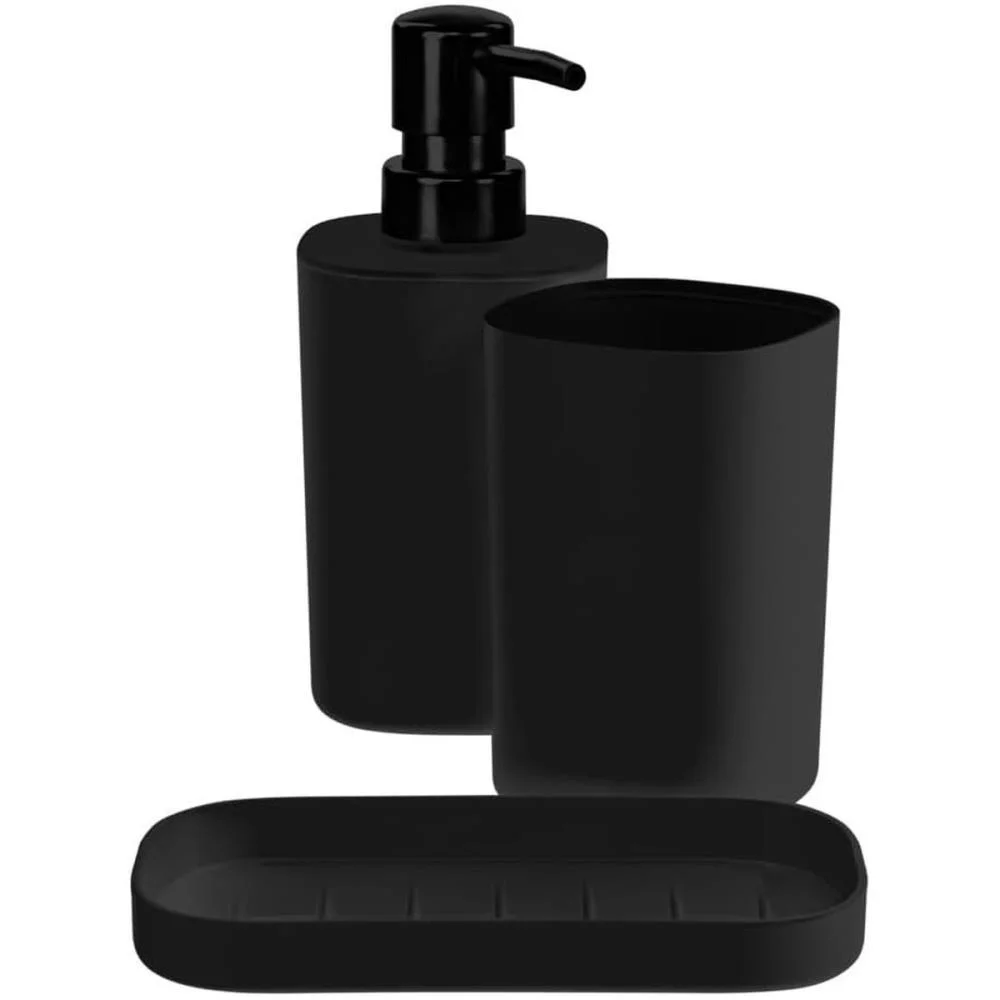 Utensilios Para Banheiro Kit 3Pcs Para Pia Preto Ordene (Kit) - imagem 3