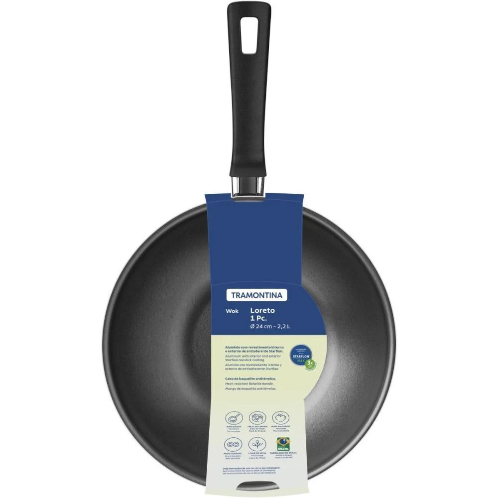 Panela Wok Loreto 24Cm Grafite Tramontina - imagem 4