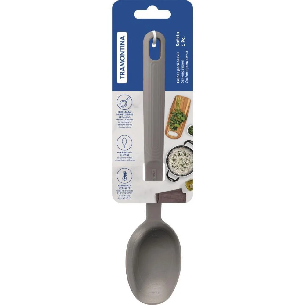 Talher Colher P/Servir Silicone Cinza Tramontina - imagem 4