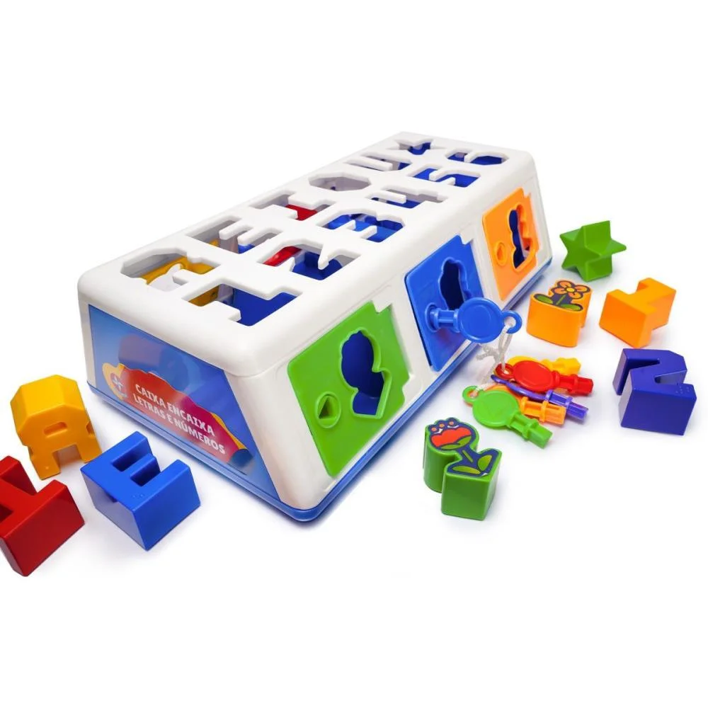 Brinquedo Educativo Caixa Encaixa Letras E Numeros Estrela - imagem 2