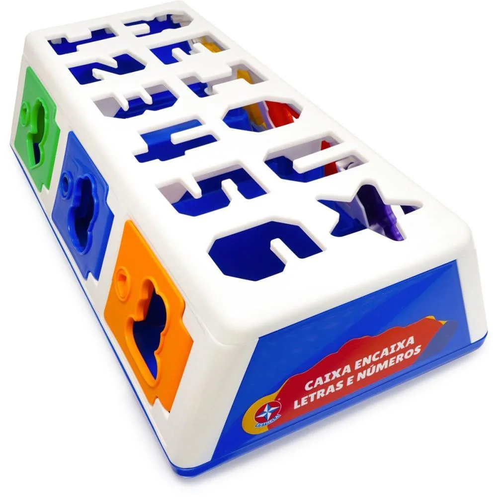 Brinquedo Educativo Caixa Encaixa Letras E Numeros Estrela - imagem 4