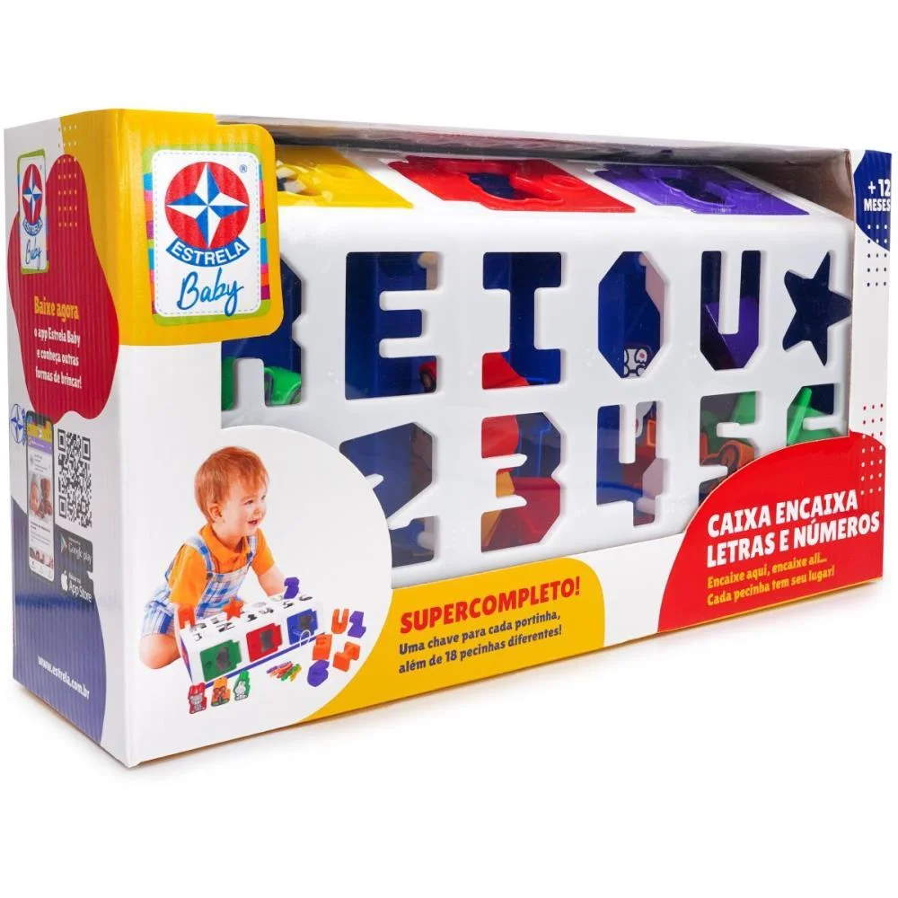 Brinquedo Educativo Caixa Encaixa Letras E Numeros Estrela - imagem 8
